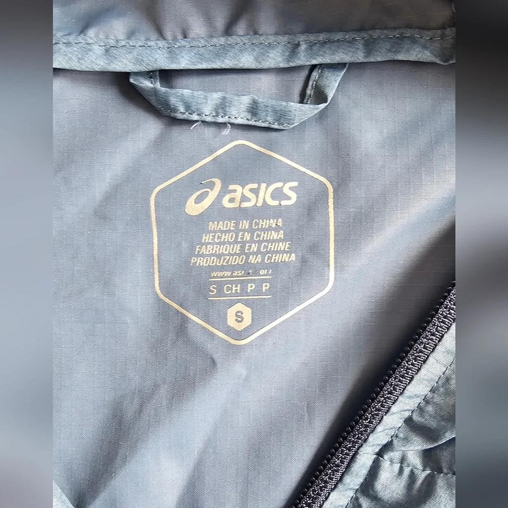 ASICS Blue Lightweight Hooded Windbreaker Jacket Size Small